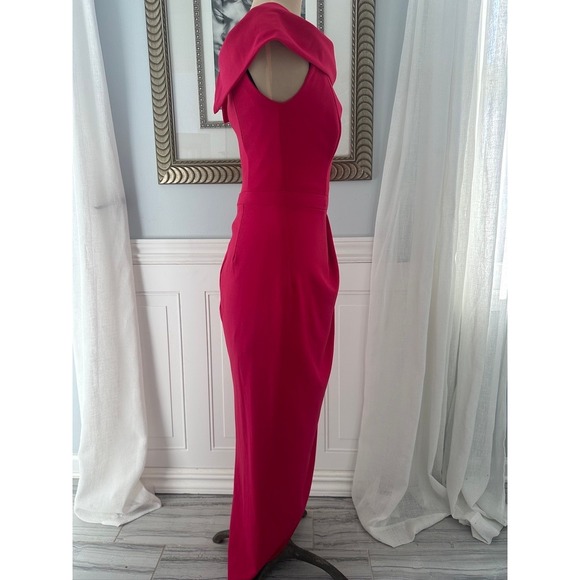 XSCAPE Size 4 Fuchsia Off Shoulder Foldover Neckline Gown NWT - Picture 3 of 9